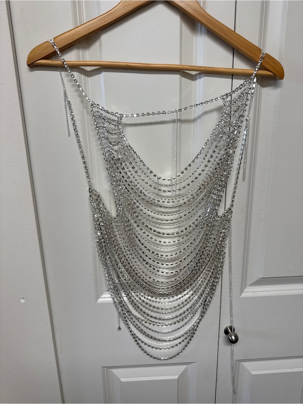 Silver Multi-Layer Draped Chain Body Necklace